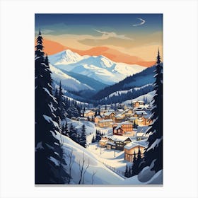 Winter Travel Night Illustration Whistler Canada 1 Canvas Print