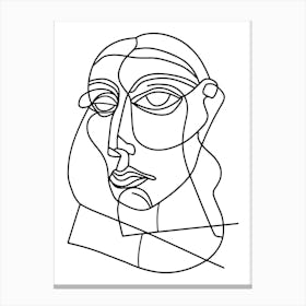 Line Drawing Of A Woman'S Face Abstract Line Art Canvas Print