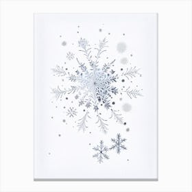 White, Snowflakes, Pencil Illustration 1 Canvas Print