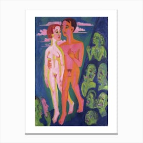 A Couple In Front Of A Crowd Canvas Print