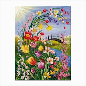 Tulips And Bridge Canvas Print