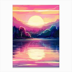 Morning Time, Watercolor Neon Style Canvas Print