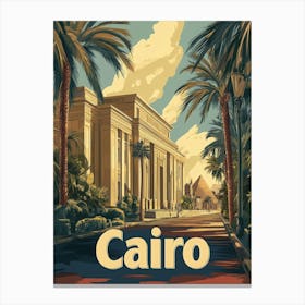 Aihrgdesign A Retro Travel Poster For Cairo Featuring The Gra Edf1d7ce 85c1 4b3b A4e8 25ce29f06492 2 Canvas Print