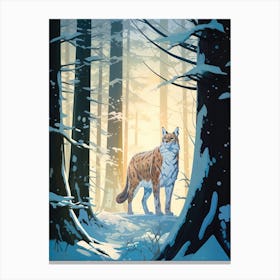 Winter Lynx 2 Illustration Canvas Print