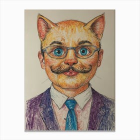 Cat With Moustache Canvas Print