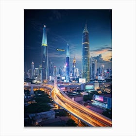 Bangkok Cityscape Of The Future Skyline Punctuated By Towering Skyscrapers Where Technology Gracef (3) Canvas Print