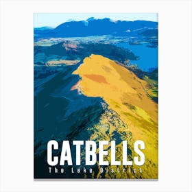 Catbells The Lake District Vintage Style Travel Poster Canvas Print