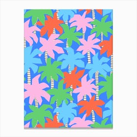 Colorful Palm Trees Pattern Canvas Print
