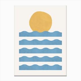 Sun Wave Beach Minimalism Abstract - Sea Blue Gold Canvas Print