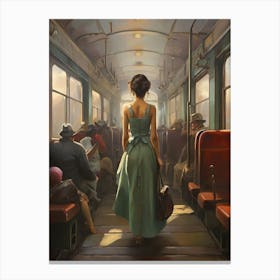 Woman On A Train art print Canvas Print