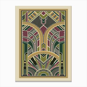 Art Deco Pattern 2 Greens Canvas Print