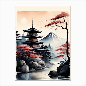 Japanese Landscape Watercolor Painting (15) Canvas Print