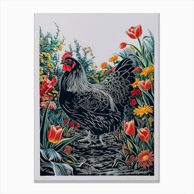 Rooster In The Garden Canvas Print