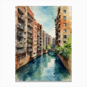 Watercolor Of A City Canvas Print