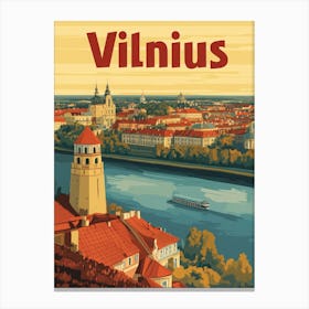 Aihrgdesign A Vintage Travel Poster Of Vilnius 4 Canvas Print