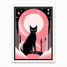 The World Tarot Card, Black Cat In Pink 2 Canvas Print