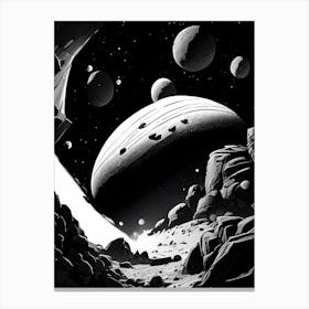 Asteroid Belt Noir Comic Space Canvas Print