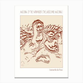 Line Art Minimalist – Madonna Of The Yarnwinder (The Lansdowne Madonna) – Leonardo Da Vinci – Classic Painting 1 Canvas Print