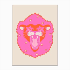 Starry Neon Lion Canvas Print