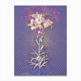 Geometric Fire Lily Mosaic Botanical Art on Veri Peri n.0013 Canvas Print