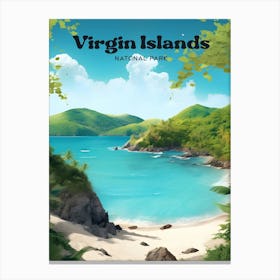 Virgin Islands National Park Beach Modern Travel Art Canvas Print