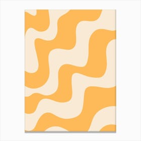 Yellow And White Wavy Pattern Canvas Print