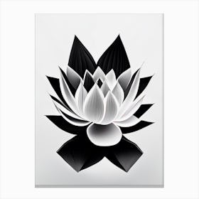 American Lotus Black And White Geometric 2 Canvas Print