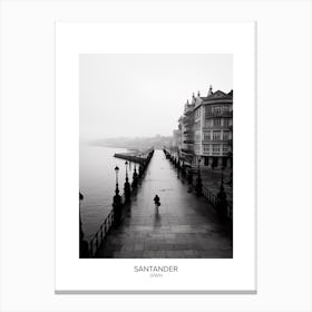 Poster Of Santander, Spain, Black And White Analogue Photography 4 Canvas Print