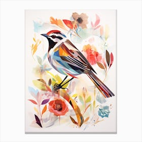 Bird Painting Collage Sparrow 7 Canvas Print