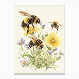 Carpenter Bee Storybook Illustration 1 Canvas Print