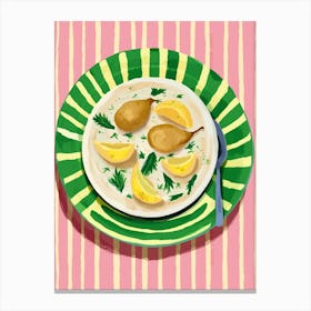 A Plate Of Pears 3, Top View Food Illustration 1 Canvas Print