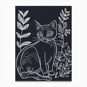 Ojos Azules Cat Minimalist Illustration 1 Canvas Print