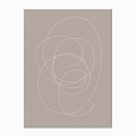Taupe Minimal Linear Swirl Canvas Print
