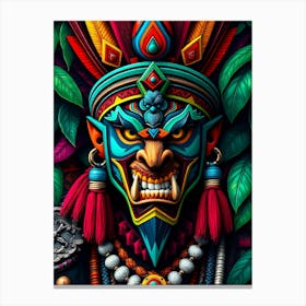 Aztec Warrior Masked Canvas Print