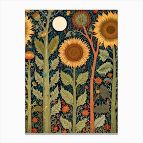 William Morris Sunflowers In The Moonlight Canvas Print