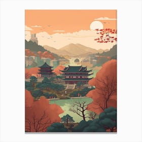 Seoul South Korea Travel Illustration 2 Canvas Print