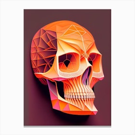 Skull With Intricate Linework Orange 3 Paul Klee Canvas Print