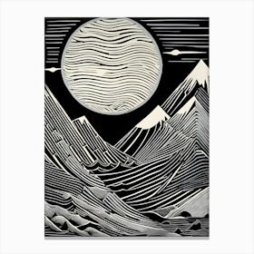 A Linocut Piece Featuring Fragmented And Ghostly Remnants Of Dreamy landscape,117 Canvas Print