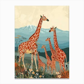 Herd Of Giraffes In The Wild Modern Illustration 1 Canvas Print