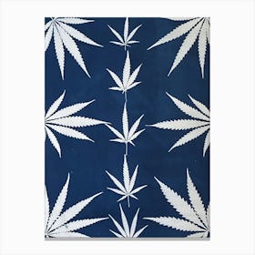 Blue Hemp leaves cyanotype Canvas Print