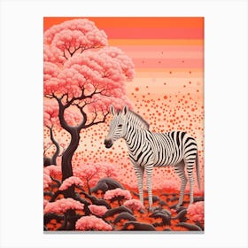 Zebra With The Trees Pink 1 Canvas Print