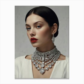 Portrait Of A Woman Wearing Diamond Jewelry Canvas Print