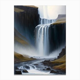 Suðurárfoss, Iceland Peaceful Oil Art  Canvas Print