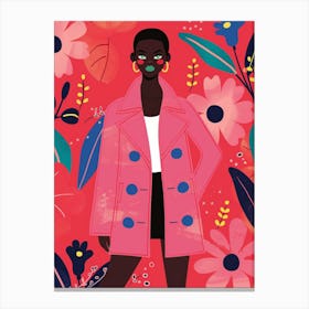 African Girl In Pink Coat Canvas Print