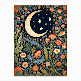 William Morris Moon And Flowers 7 Canvas Print