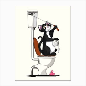 Cat Flushing Toilet Canvas Print