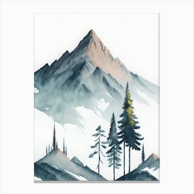 Mountain And Forest In Minimalist Watercolor Vertical Composition 93 Canvas Print