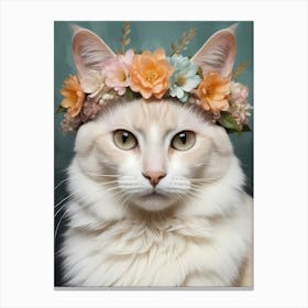 Balinese Javanese Cat With Flower Crown (10) Canvas Print