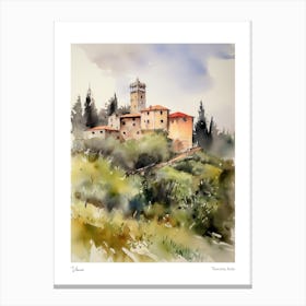 Vinci, Tuscany, Italy 1 Watercolour Travel Poster Canvas Print