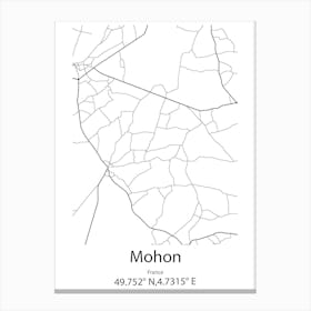 Mohon,France Minimalist Map Canvas Print